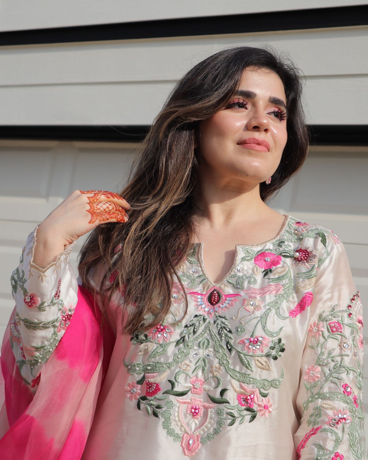 Designer Crepe Silk Suit Set with Embroidery & Tissue Dupatta – Off White