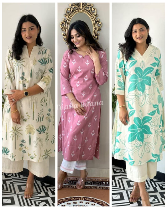 3-Piece Ethnic Kurti Combo Set for Women
