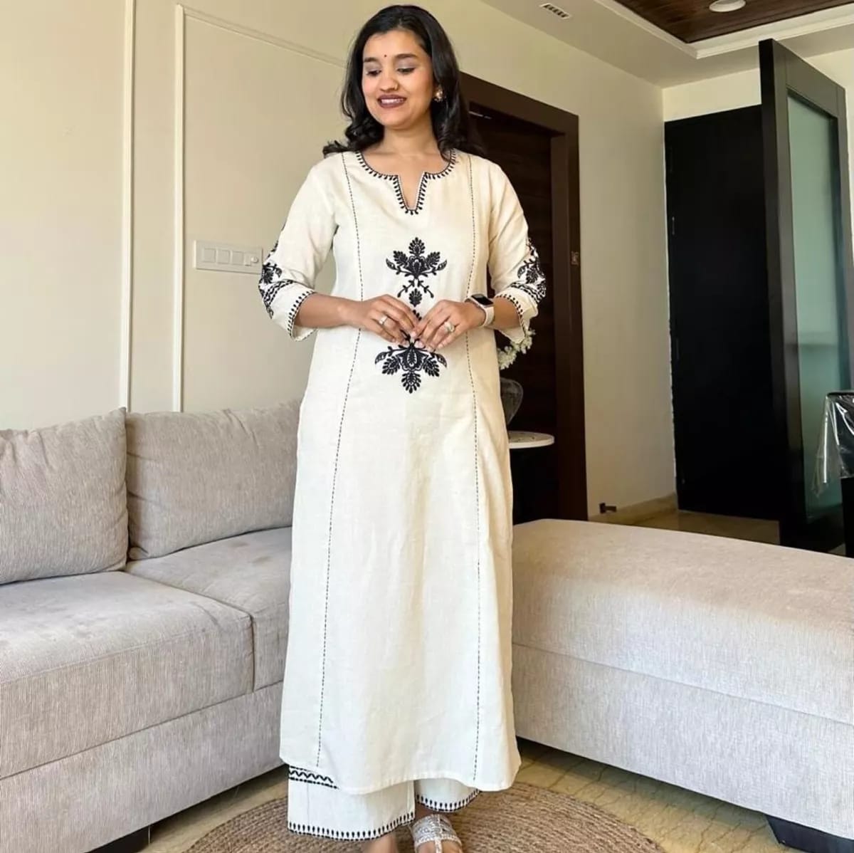 Women’s Cotton Co-ord Set with Embroidery