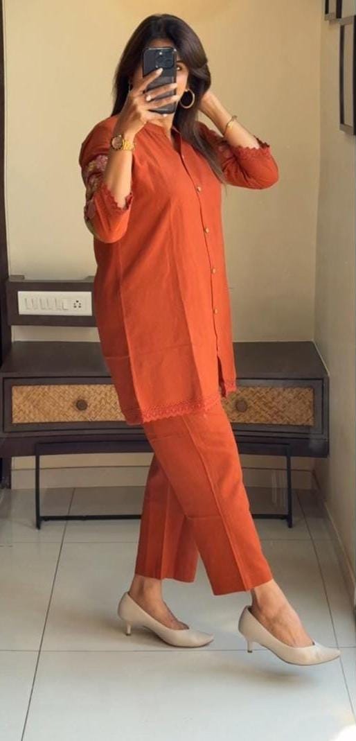 Designer Cotton Co-ord Set with Embroidery