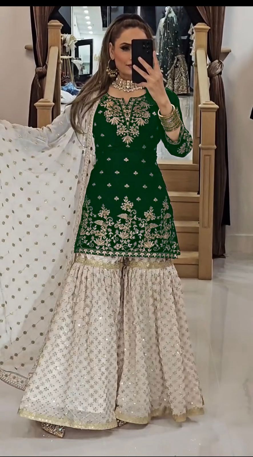 Designer Georgette Embroidered Kurti Set with Dupatta