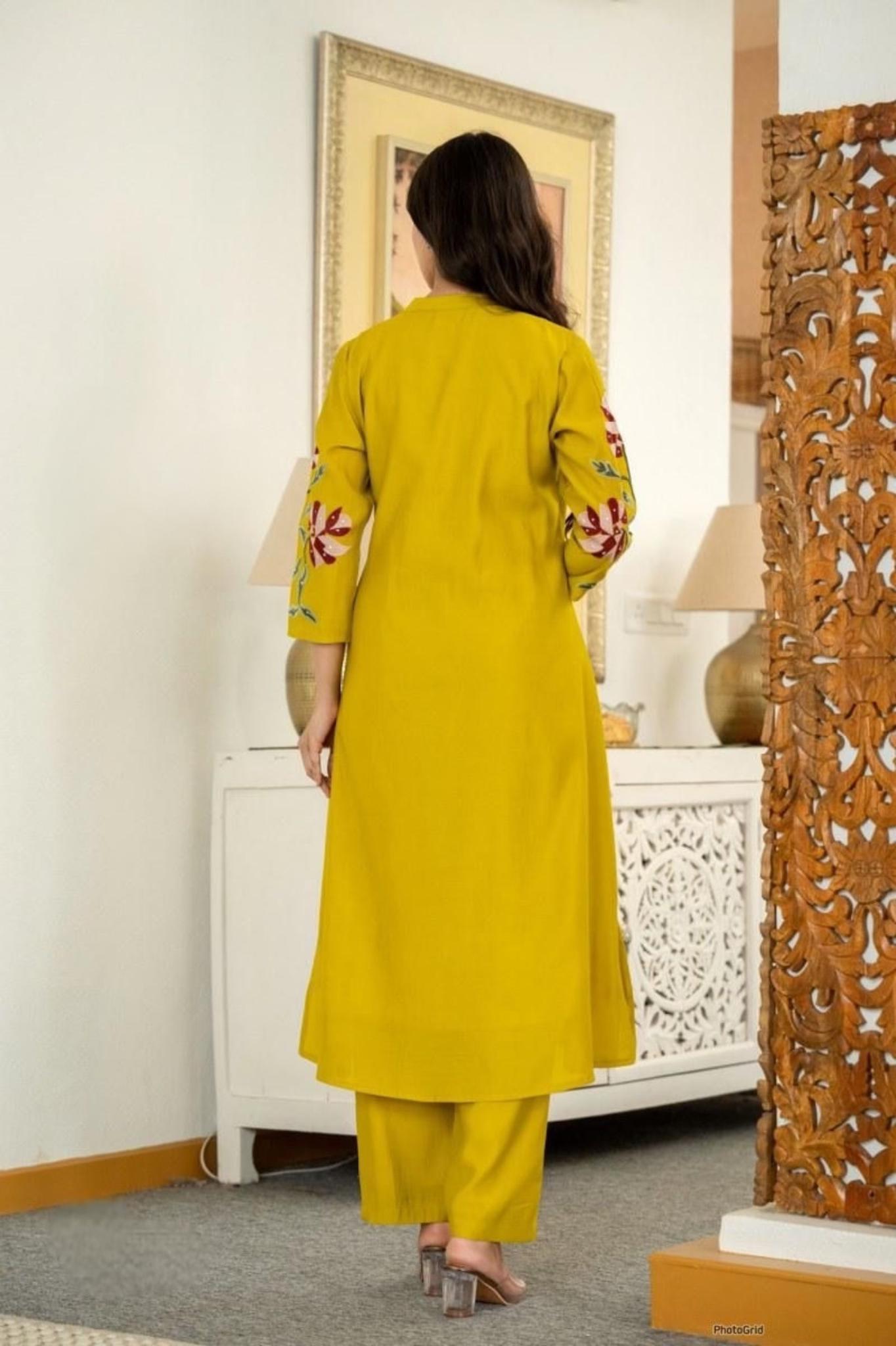 Pure Cotton Embroidered Kurti Pant Set for Women
