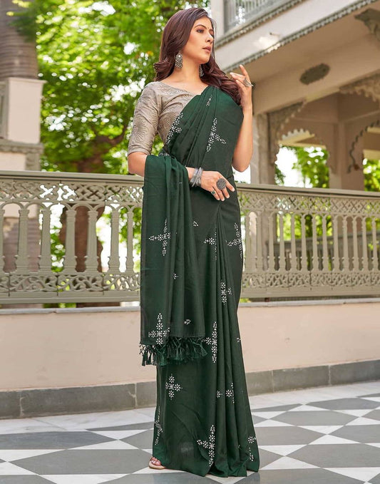 Soft Muslin Cotton Silk Saree with Embroidered Blouse