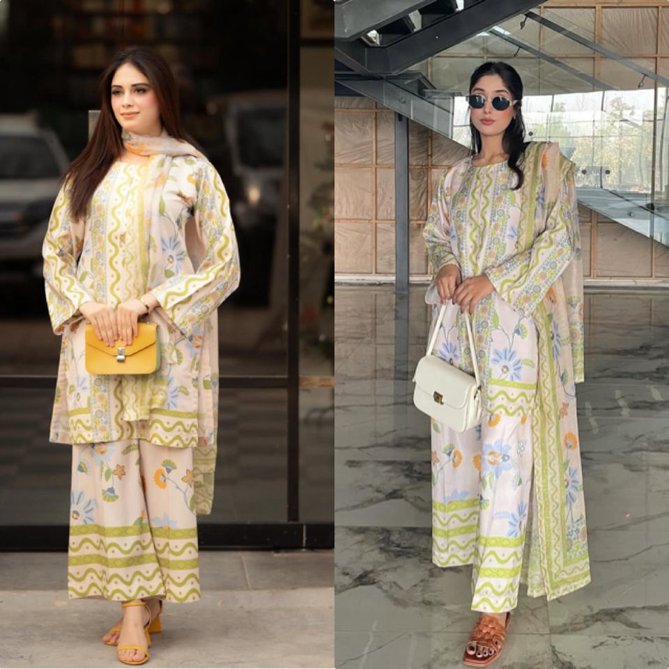 Designer White Crepe Co-ords Set with Digital Print & Dupatta