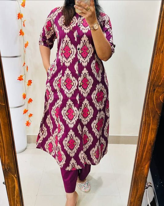 Premium Floral Fine Cotton Kurti Palazzo Co-ord Set for Women