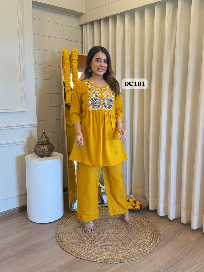 Elegant Embroidered Cotton Co-ord Set