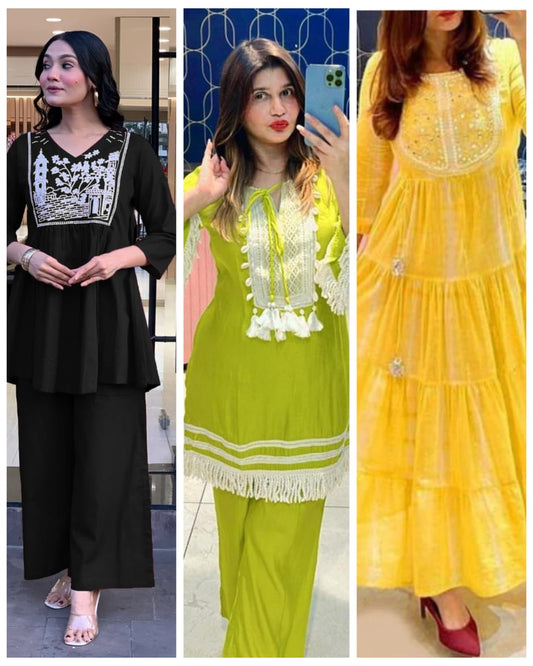 Ethnic Kurti Combo Set – 3 Unique Designs
