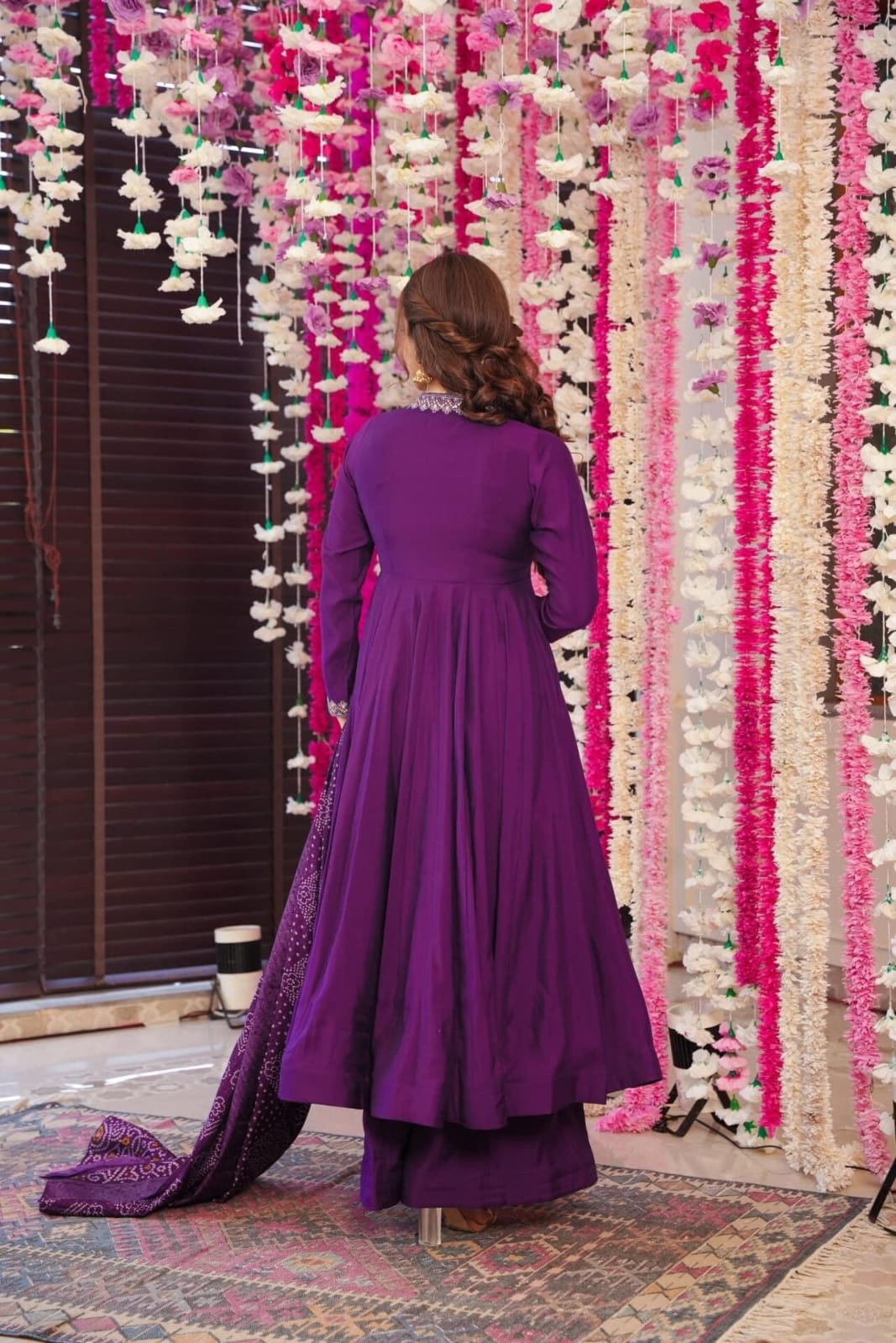 Viscose Chanderi Embroidered Suit Set – Purple