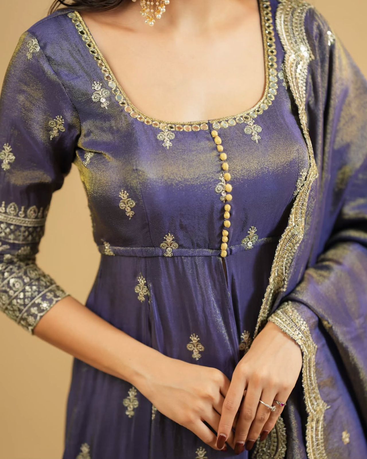 Designer Blue Shimmer Silk Suit with Lehenga & Dupatta – Embroidered Party Wear