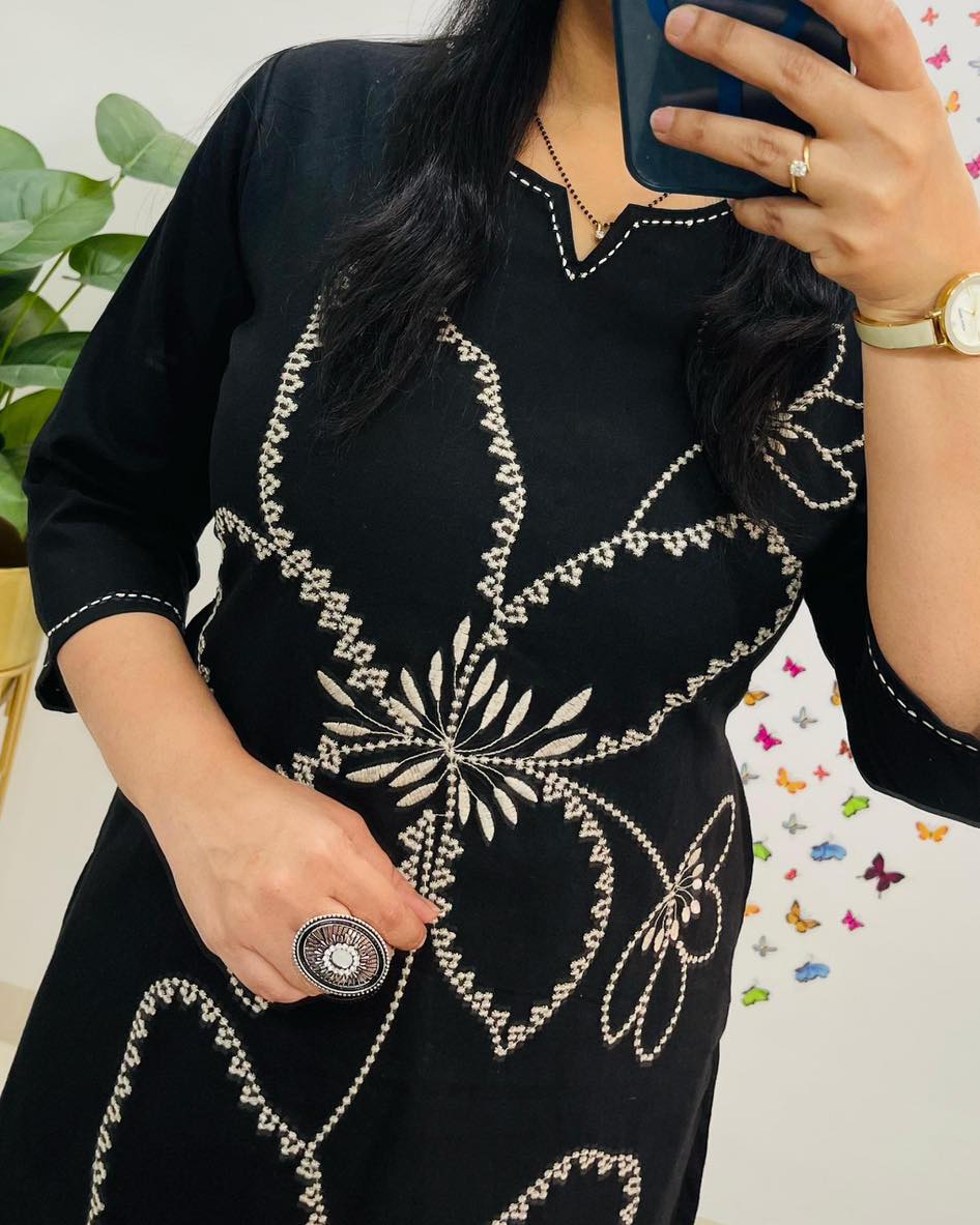 Elegant Cotton Embroidered Kurti Pant Set for Women