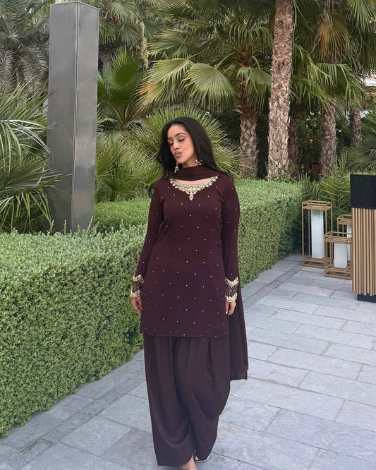 Premium Faux Georgette Embroidered Co-ord Set for Women