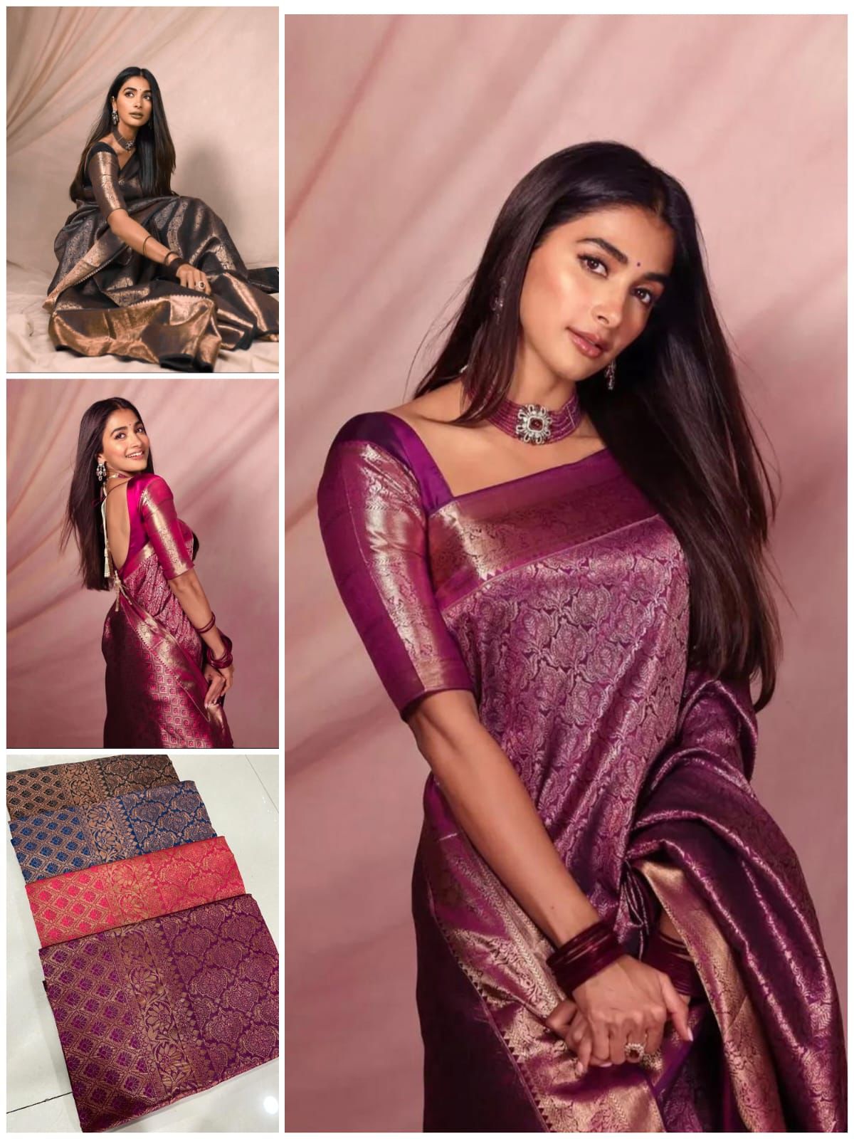 Soft Lichi Silk Banarasi Saree with Jacquard Work & Blouse