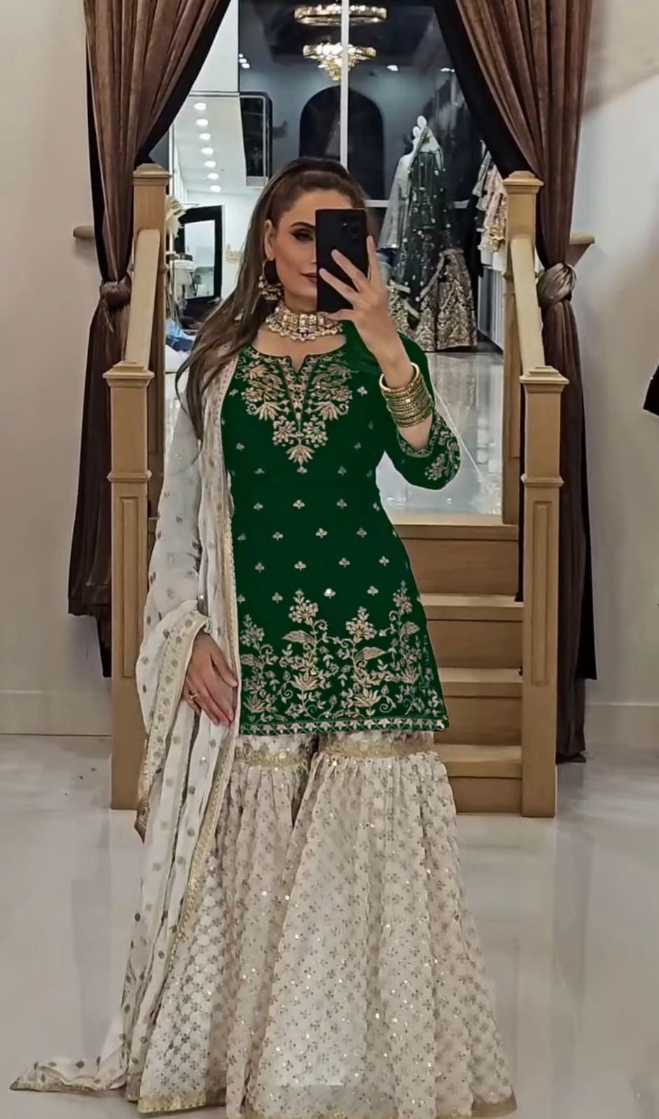 Designer Georgette Embroidered Kurti Set with Dupatta