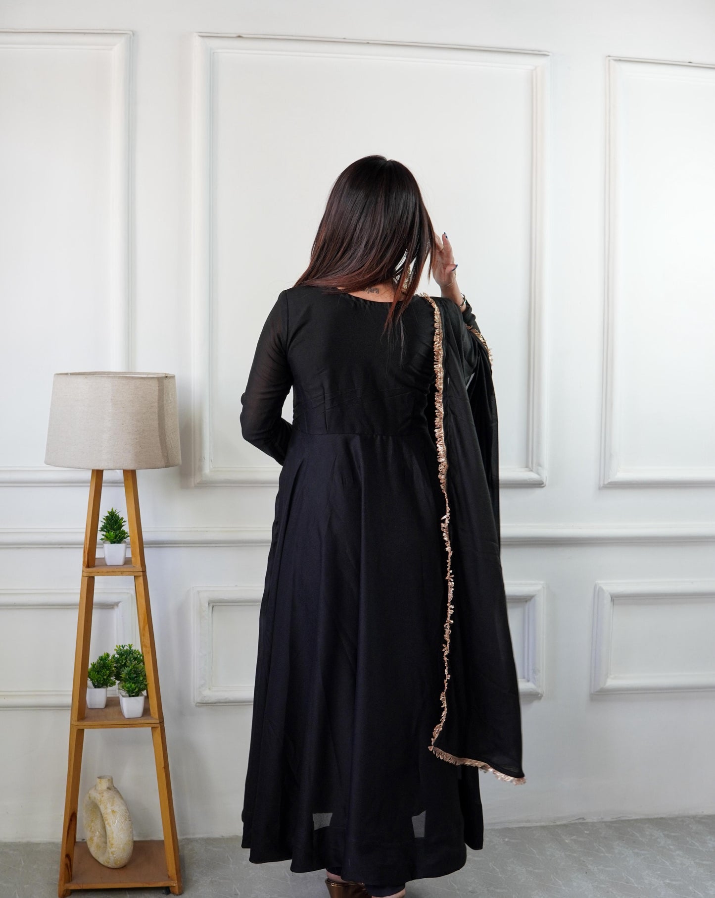 Designer Embroidered Gown Set with Dupatta & Pant – Party Wear
