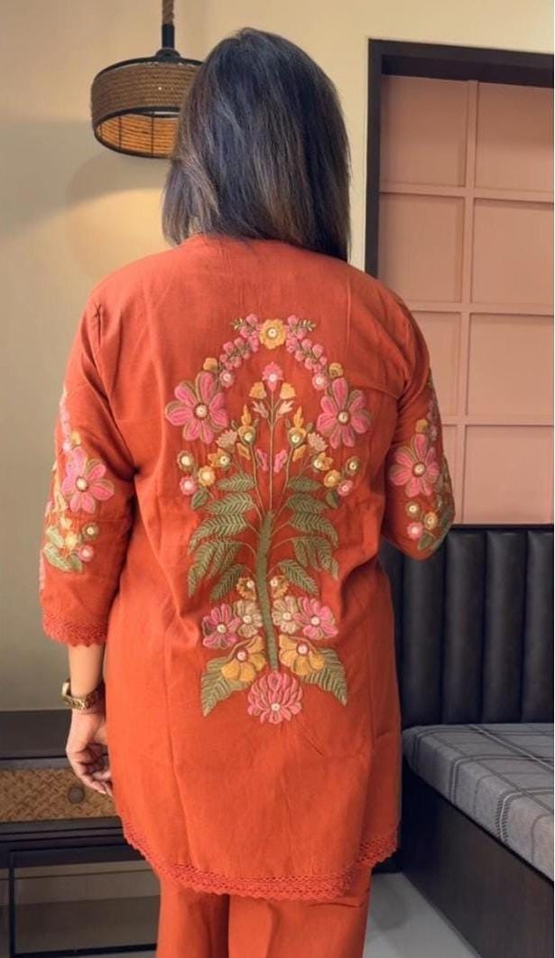 Designer Cotton Co-ord Set with Embroidery