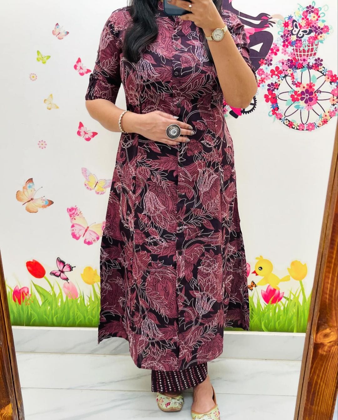 Premium Floral Fine Cotton Kurti Palazzo  co-ord Set