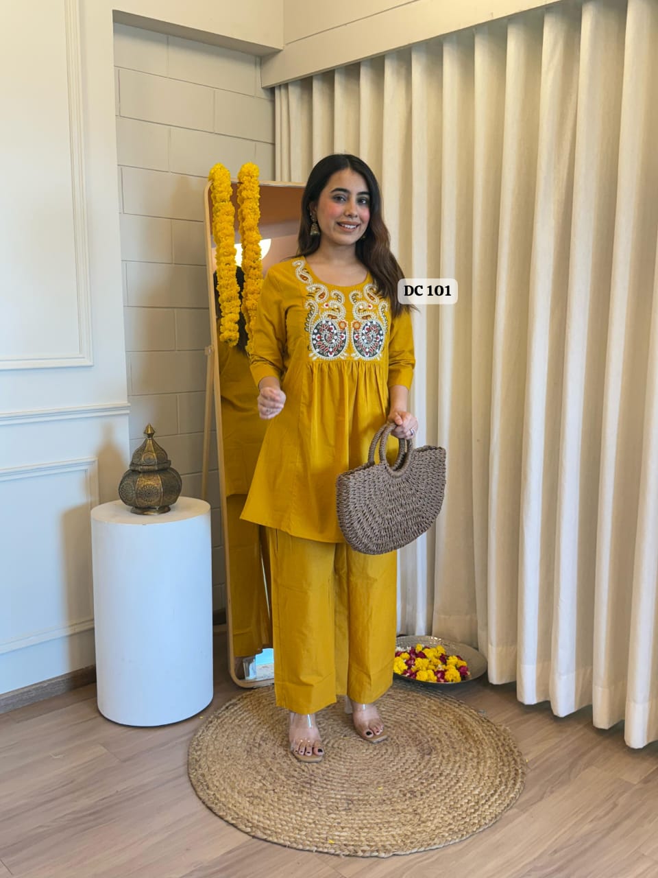 Elegant Embroidered Cotton Co-ord Set