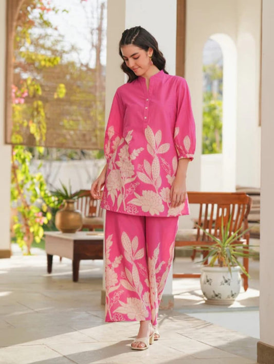 Pink Floral Print Co-ord Set